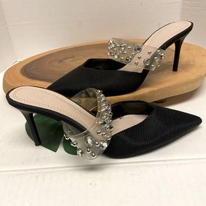 Zara Jeweled Blinged kitten Heel Pointed Toe mule
